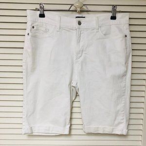 NJDJ White Stretch Denim Shorts Briella Women's 12 Cuff 32x10 Hi Rise USA